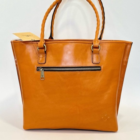 Patricia Nash Adeline Burnished Cut out Tooled Leather Tote in Sun Yellow - Picture 3 of 10